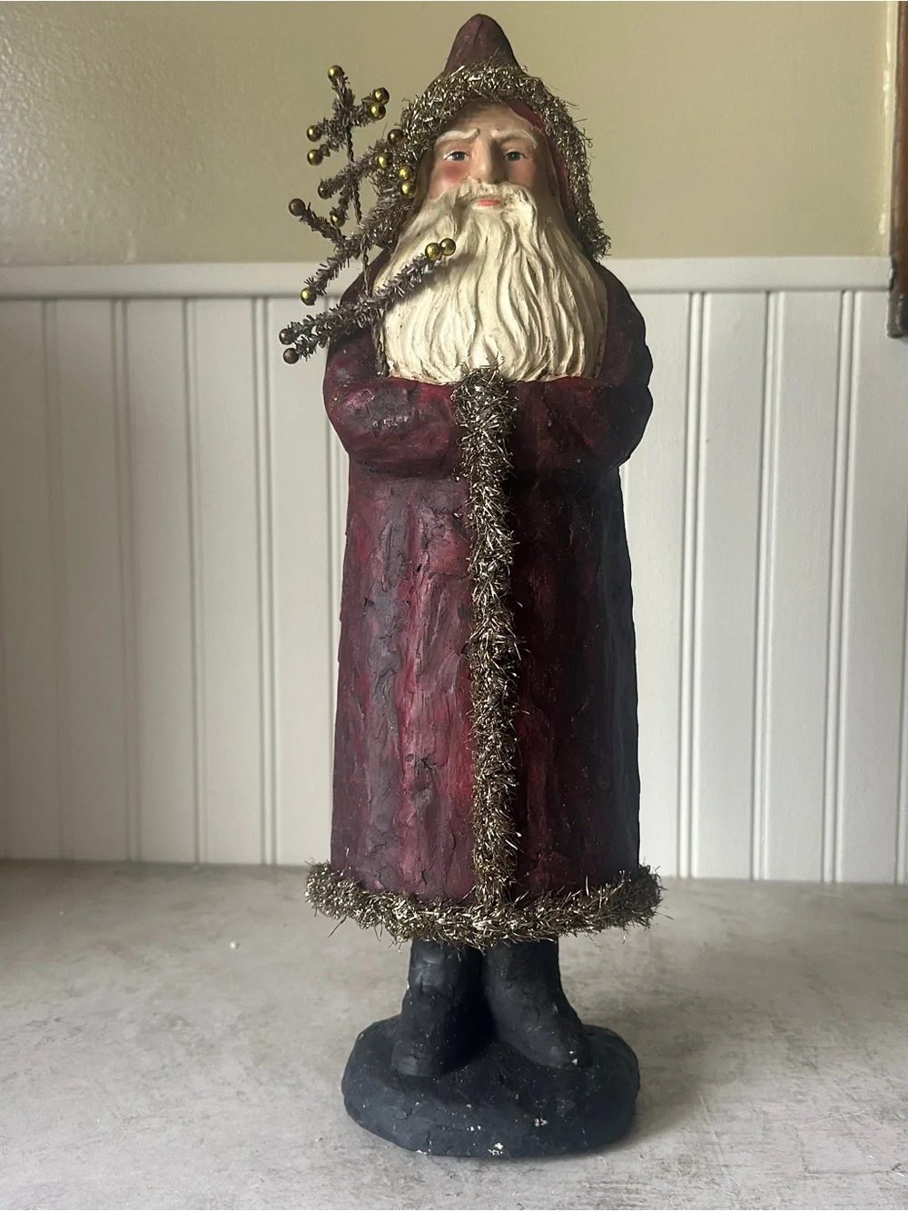 Ragon House 16” Red Belsnickle Santa w Tree Large Wall Hanging Vintage New w/Box